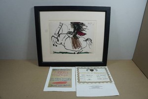 Framed Pablo Picasso La Cavaliere (Jacqueline on Horseback) Artwork