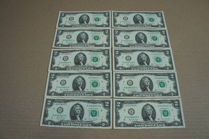 10 Uncirculated Sequential US $2 Bills