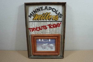 Minneapolis Miller Tryouts Today Sign with Vintage Hockey Picture