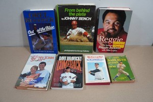 Assorted Sports Books - From Behind the Plate, Out of the Blue, Reggie, Comeback