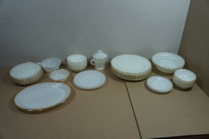 Vintage Anchor Hocking Fire King Milk Glass Tableware Set
