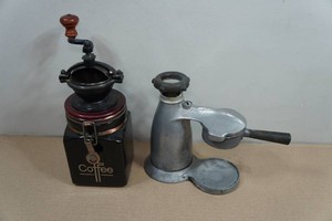 Vintage Coffee Grinder and Stovetop Espresso Maker