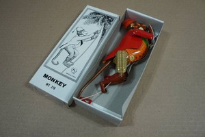Vintage Style Tin Litho Climbing Monkey