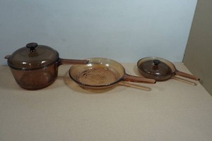 Vintage Corning Ware Visions Amber Glass Cookware