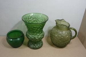 Vintage Green Glass Vases