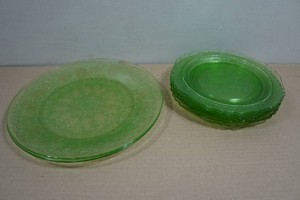 Vintage Green Glass Plates