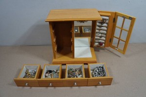 Vintage Costume Jewelry and Tabletop Armoire