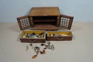 Vintage Costume Jewelry and Tabletop Armoire