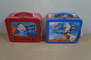 2 Vintage Style Metal Lunch Boxes
