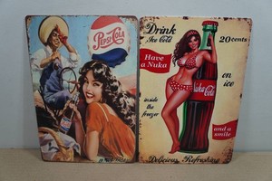 2 Vintage Style Metal Signs - Pepsi & Coke