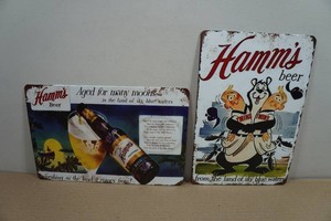 2 Vintage Style Hamms Beer Metal Signs