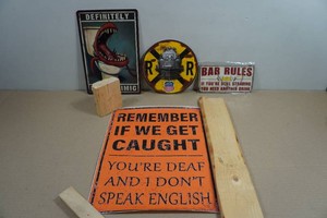 Vintage Style Metal, Canvas and Wood Signs