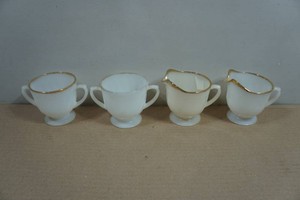 Vintage Anchor Hocking Fire King Milk Glass Swirl Cream and Sugar Sets