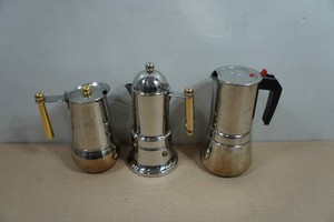 3 Vintage Italian Stainless Steel Stovetop Moka Pots
