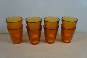 Set of 8 Vintage Amber Glass Tumblers
