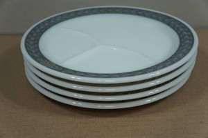Set of Four Vintage Pyrex Milk Glass Divided Restaurant Plates
