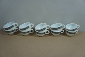 Set of Ten Vintage Pyrex Milk Glass Teacups