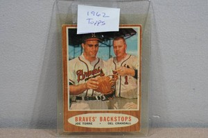 1962 Topps Braves Backstops Baseball Card - Joe Torre, Del Crandall