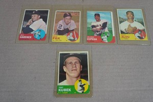 1963 Topps Baseball Cards - Gardner, Fox, Cepeda, Alou, Kubek