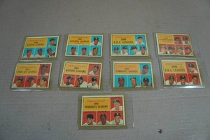 1961 Topps Baseball Leader Cards - Mays, Mantle, Maris, Koufax