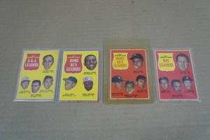 1962 Topps Baseball Leader Cards - Mays, Robinson, Mantle, Maris, Killebrew