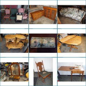 $10 Bill - Plus Assorted Furniture - Sewing Table, Wood Hutch, Dining Table, Chairs, Antique Rocker