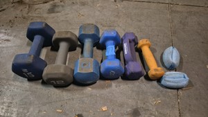 assorted dumbells