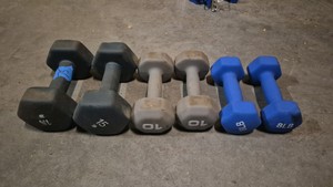 assorted dumbells