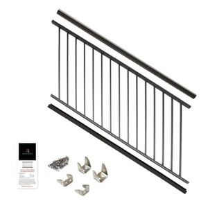 Aria Railing 36 in. x 69.43 in. Black Powder Coated Aluminum Preassembled Deck Stair Railing