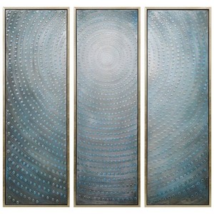 Empire Art Direct 60 in. x 20 in. Concentric - Set of 3 Textured Metallic Hand Painted by Martin Edwards Wall Art