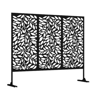 Lirago 48 x 75 in. Black Free Standing Outdoor Privacy Screen Fence