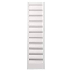 Ply Gem 15 in. x 55 in. Open Louvered Polypropylene Shutters Pair in White