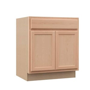 Hampton Bay Recessed Panel 30 in. W x 24 in. D x 34.5 in. H Assembled Sink Base Kitchen Cabinet in Unfinished