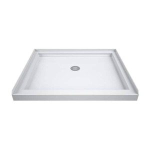 DreamLine SlimLine 36 in. x 36 in. Single Threshold Alcove Shower Pan Base in White with Center Drain