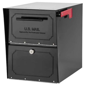 Oasis Classic Black, Extra Large, Steel, Locking, Post Mount Parcel Mailbox with High Security Reinforced Lock