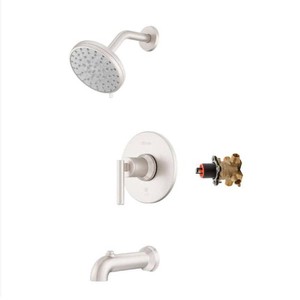 New Pfister Capistrano Single Handle 6-Spray Wall Mount Tub and Shower Faucet 1.8 GPM 5.5 in. Brushed Nickel Valve Included