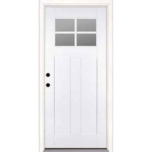Feather River Doors 4-Lite SDL 36 in. x 80 in. Right Hand Inswing 14- Lite Smooth Unfinished Fiberglass Prehung Front Door