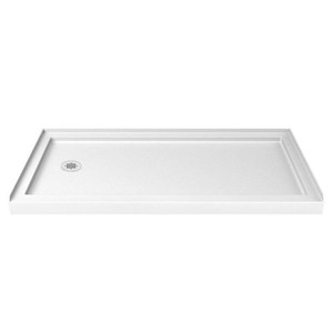 DreamLine SlimLine 60 in. x 30 in. Single Threshold Shower Pan Base in White with Left Hand Drain
