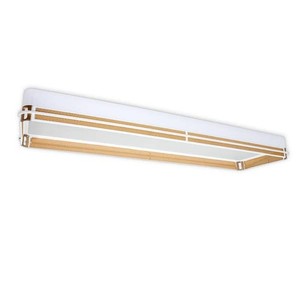 Commercial Electric 4 ft. x 12 in. White Soft Gold Rattan Accents LED Flush Mount Ceiling Light 4500LM 64W Adjustable CCT Kitchen Lighting