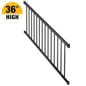 PEAK Aluminum Railing 36 in. H x 6 ft. W Aluminum Deck Railing Stair Kit with Pickets for 36 in. High System Matte Black
