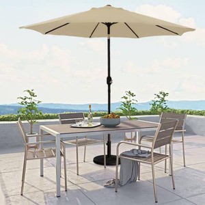 Mondawe 9 ft. Aluminum Market Patio Umbrella Crank and Tilt Outdoor Umbrella in Taupe Questions & Answers