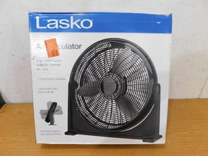 Lasko 20 in. 3 Speed Air Circulator Floor Fan for Home in Black with Wall Mount Option, Full Range Pivoting Head, Carry Handle