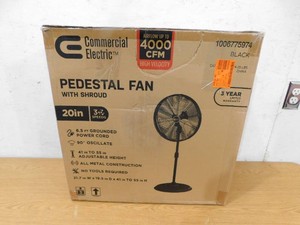 Commercial Electric 20 in. Oscillating Pedestal Fan with Adjustable Height in Black