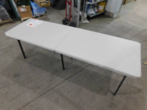 HDX 8 ft. Almond Resin Top IndoorOutdoor Rectangular Folding Utility Table, Seats 8