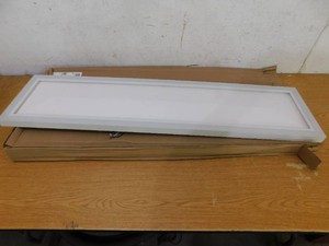 Commercial Electric 10 in. x 4 ft. Low Profile Flat Panel White Dimmable 5CCT Selectable LED with Night Light Flush Mount Ceiling Light