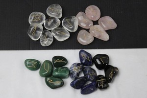 Polished Rune Stones Mixed Lot - Clear, Pink, Green, Blue & Black