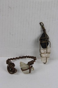 Handcrafted Wire-Wrapped Stone Jewelry Set (Lot of 2) 5 L