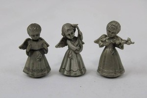 Pewter Angel Figurines With Book, Harp & Violin 1.5 Height