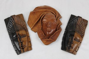 Carved Wooden Face Wall Masks