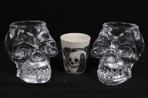 Glass Skull & Black Magic Rum Shot Glasses Mixed Lot